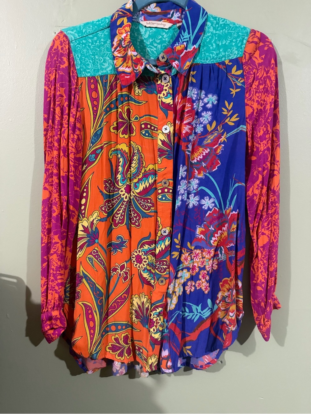 Soft Surroundings Multi-Color Floral Button Down Shirt